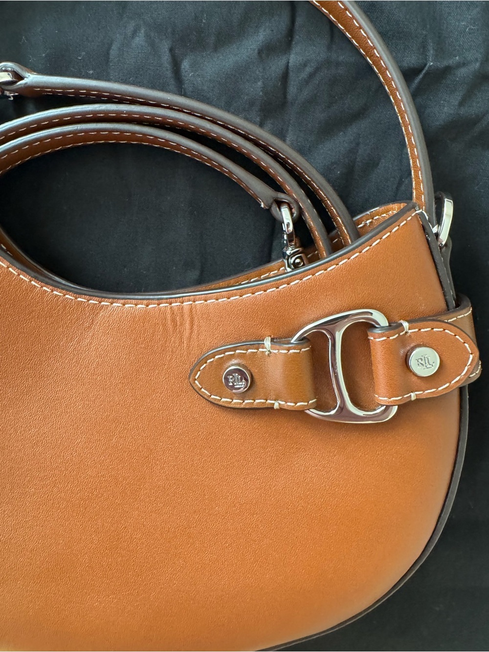 Ralph Lauren Tan Tasha Small Crescent Crossbody Bag - Picture 2 of 5